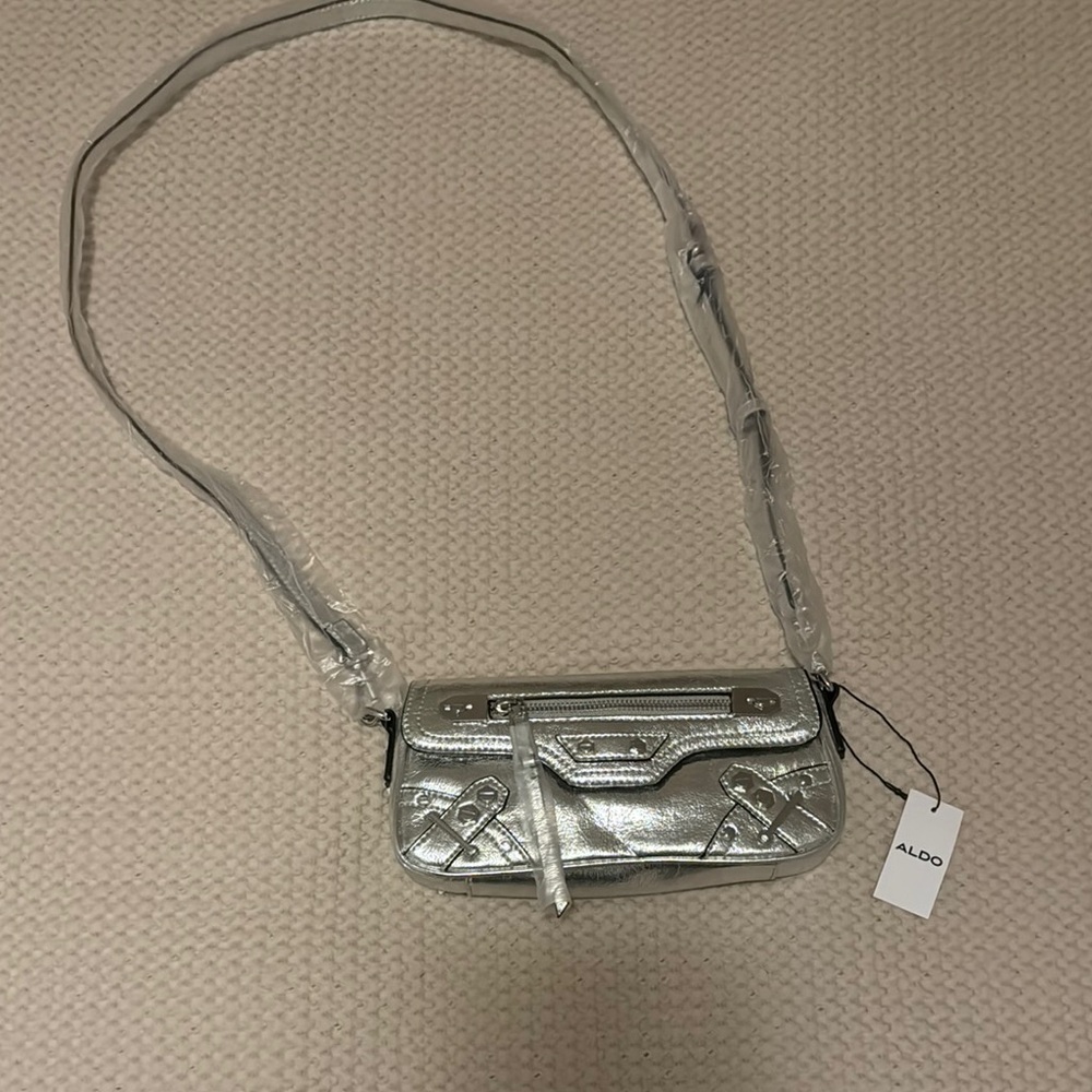 ALDO Silver Metallic Crossbody Bag